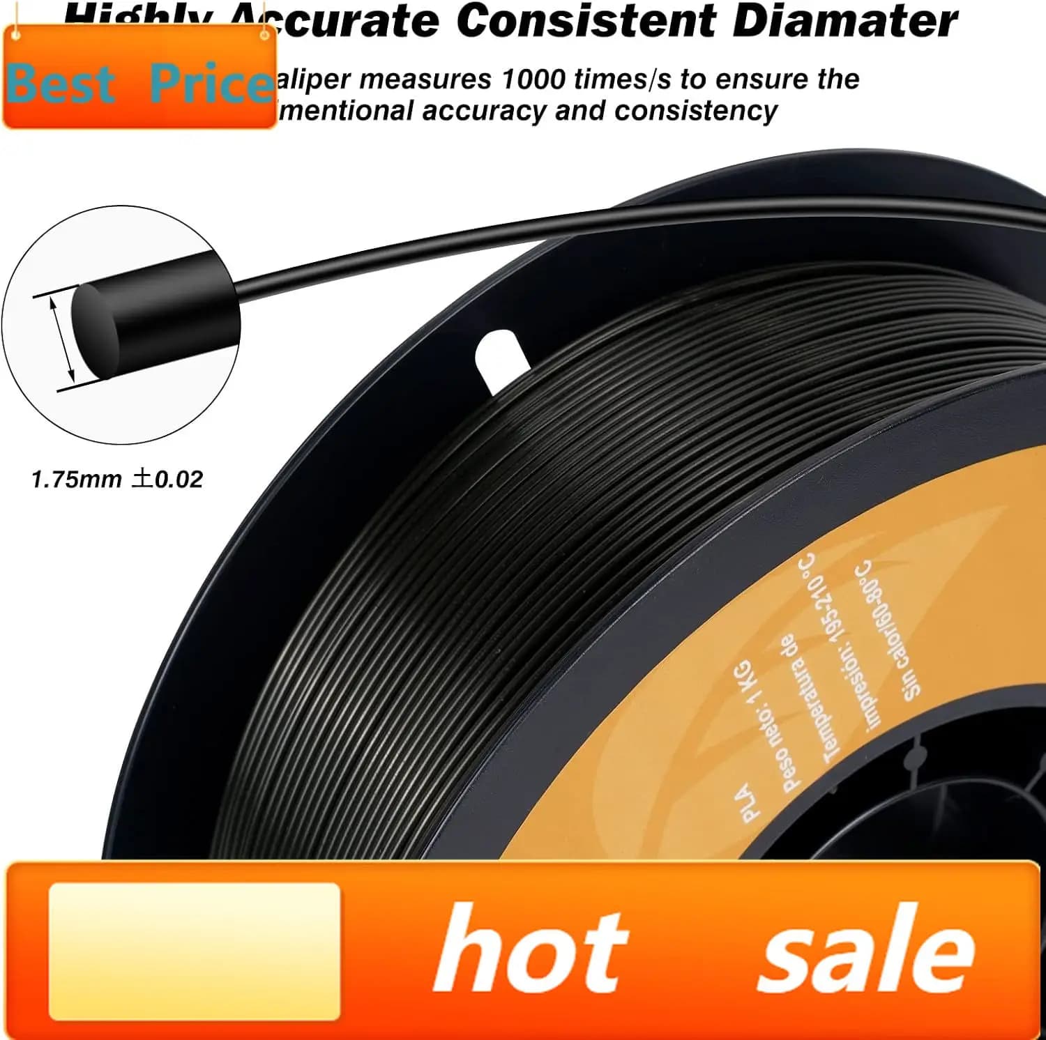 Kingroon PLA Filament,12 Rolls, Dimensional Accuracy +/- 0.02 mm, 12kg Spool(26.5lbs), 1.75 mm, Black