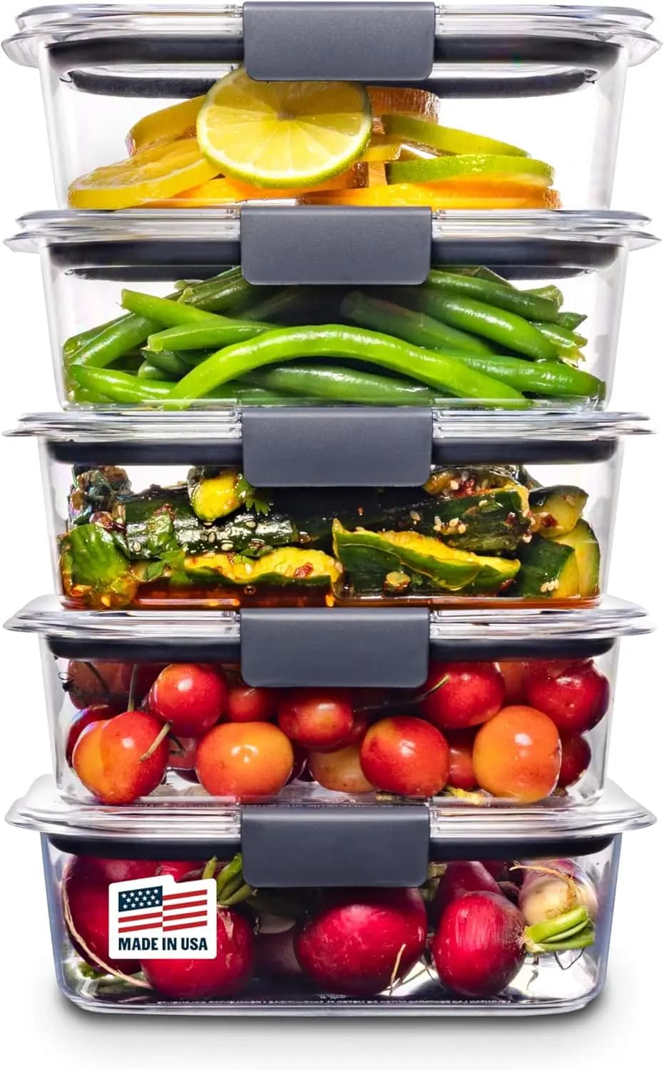 Set di 5 Contenitori Ermetici per Alimenti Senza BPA, Ideali per Preparazione Pasti e Avanzi, in Plastica Tritan