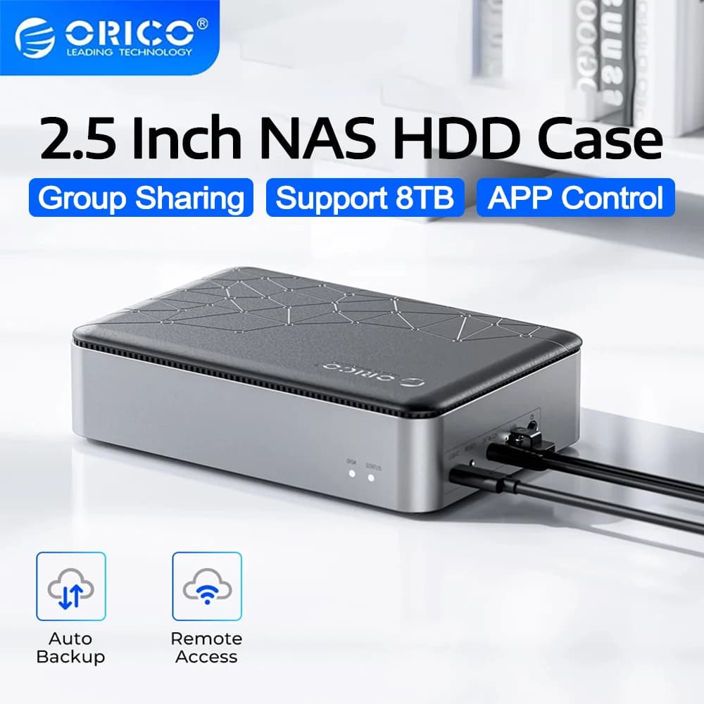 ORICO Case per HDD NAS da 2,5 Pollici, Box di Archiviazione di Rete NAS, Enclosure Esterno HD, Mini NAS, Server Cloud Personale