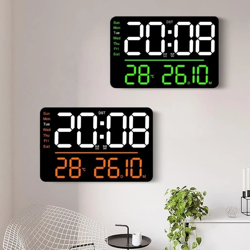 D8KF Orologi Digitali Orologio da Parete Display Data/Settimana/Temperatura 2 Sveglie Sveglia Camera da Letto Contemporanea da