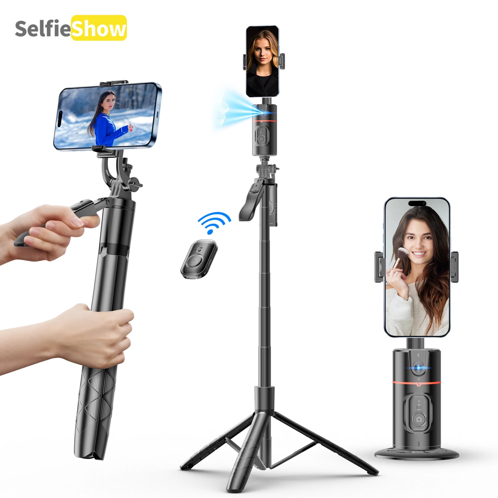 P02 Gimbal Rotazione a 360° AI Tracciamento automatico Stabilizzatore di tiro Clip per telefono staccabile Mini supporto per telefono selfie stick