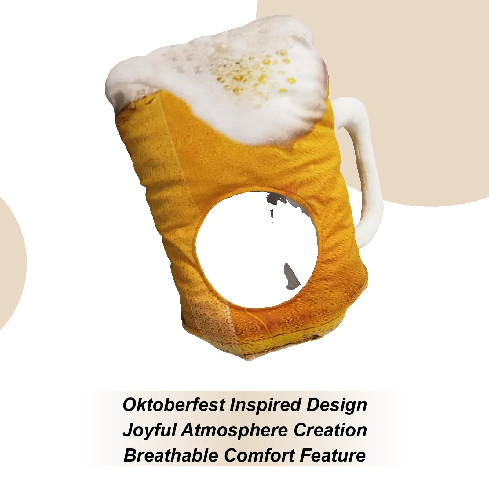 Cappello da tazza di birra in peluche Divertente costume da birra Stein Copricapo per adulti Copricapo cosplay leggero Puntelli per foto per carnevali teatrali