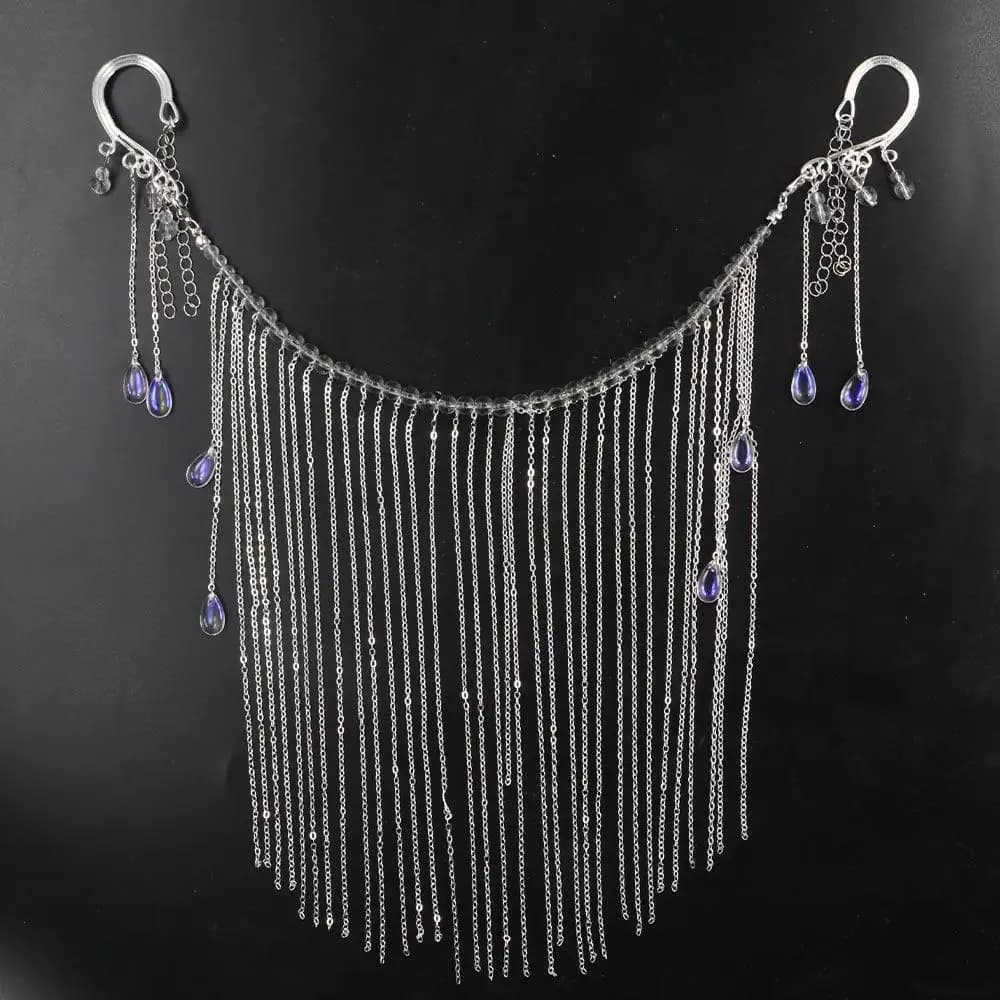 Luxury Decorative Face Mask with Nappe Lungs, Ancient Style, Dance Masks, Hanfu Women's Jewelry with Super Fiabeschi Pendant Earrings