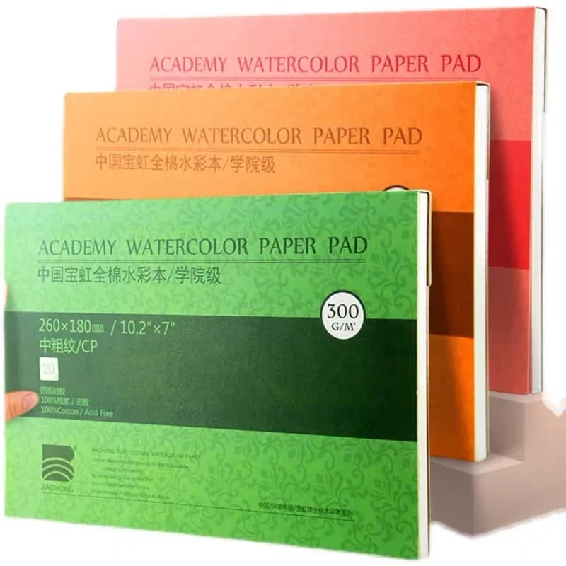 100% Cotton Watercolor Paper Sealing Pad 32K 16K 8K 20Sheets 300gsm/200gsm Water Color Drawing Painting Book Sketchbook Art Supp