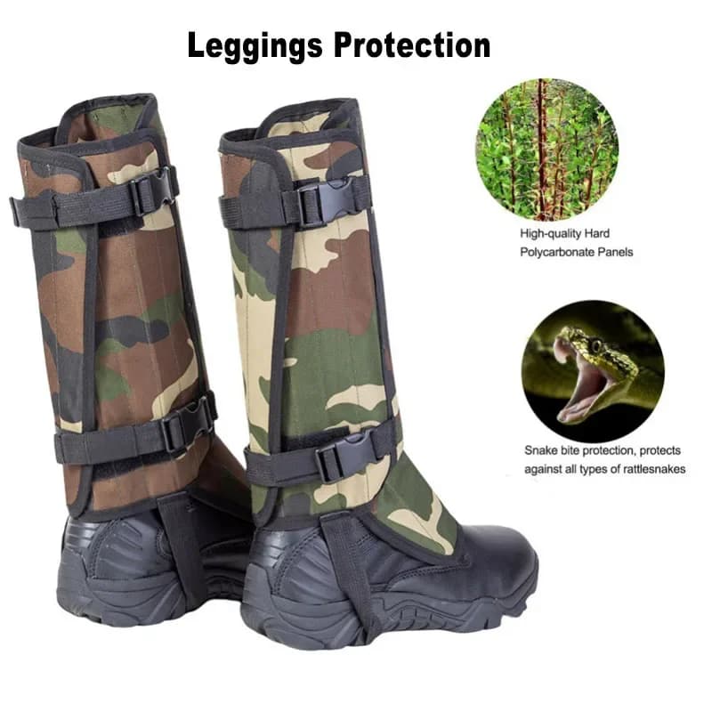 Ghette per stivali da esterno Protezione per punte di serpente Legging impermeabile Caccia regolabile Alpinismo Escursionismo Coprigambe Anti-insetto