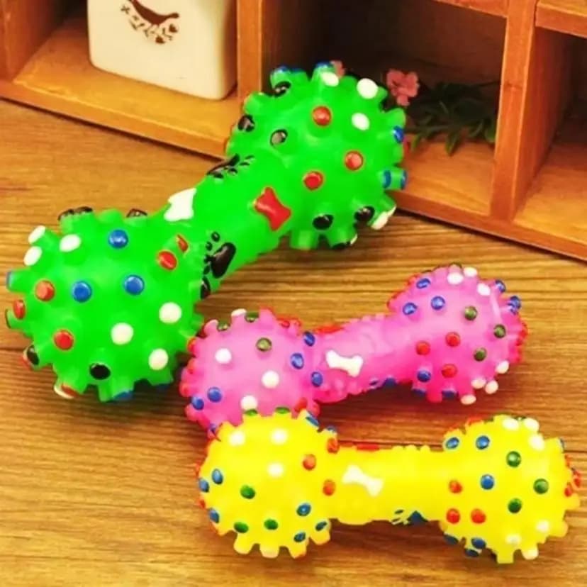 1 pz giocattoli per cani palla di picchetto di voce manubri giocattolo per cani digrignamento dei denti giocattolo interattivo per addestramento del cane giocattolo per gatti colore casuale