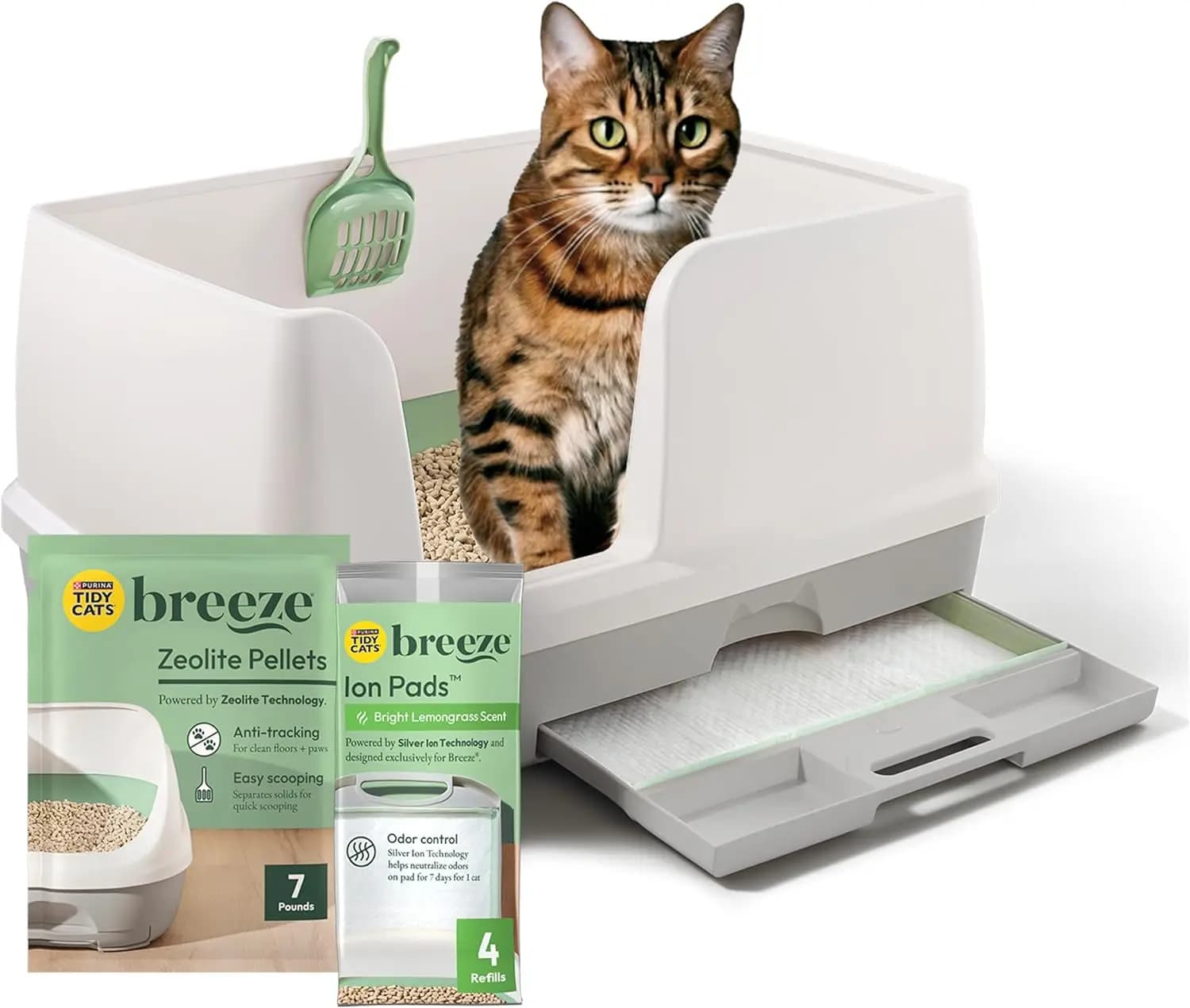 Sistema di lettiera per gatti extra large non aggrappante con controllo degli odori e facile da pulire, scatola da 18 libbre per gatti multipli