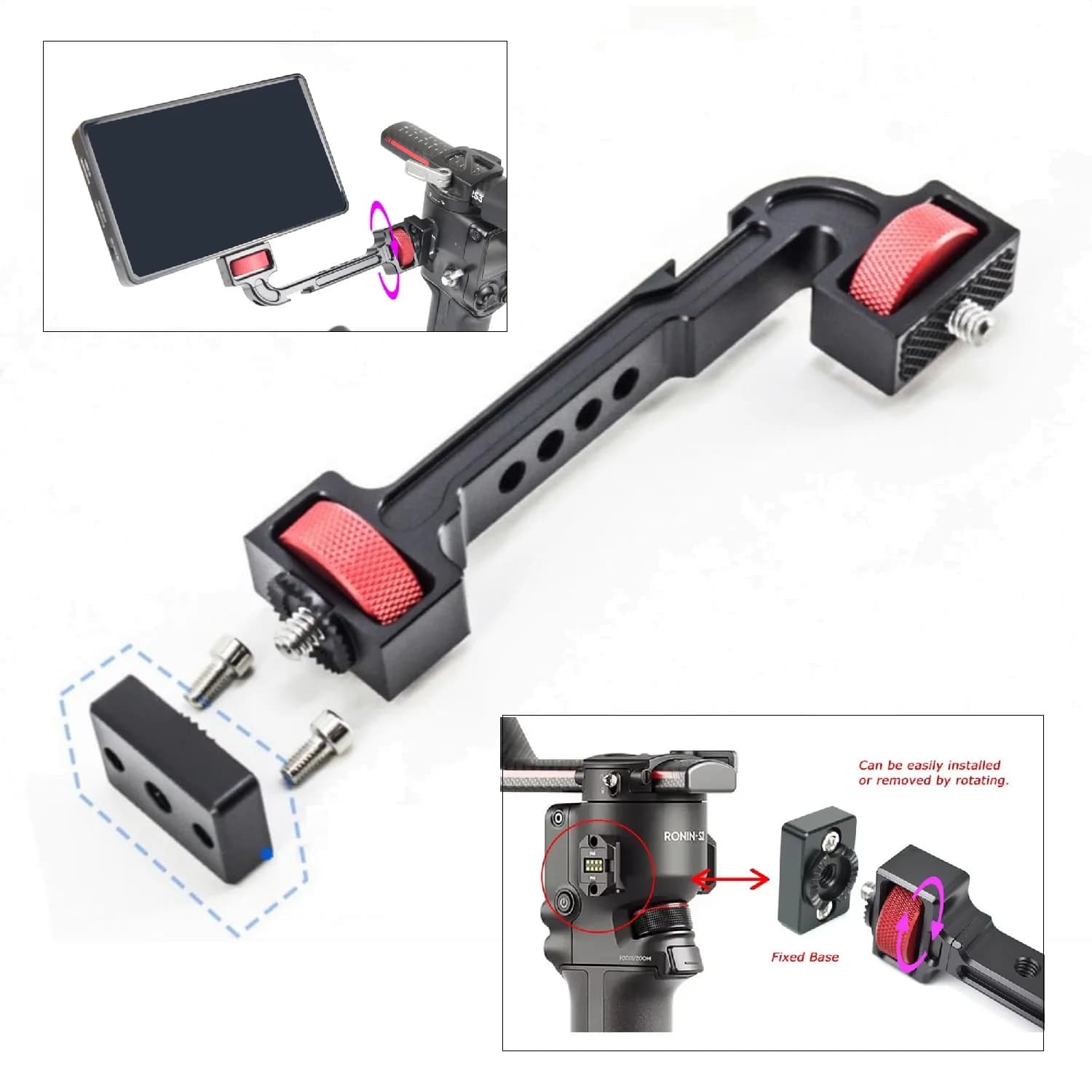 Supporto di estensione per stabilizzatori DJI Ronin S SC RS2 RSC2 RS3 RS4 e Zhiyun WEEBILL, supporto per monitor e display.