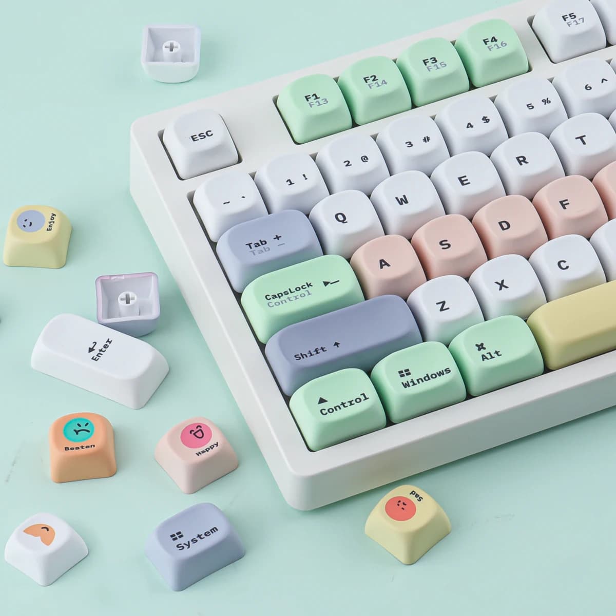 Magic Beans Keycaps 132 tasti Materiale PBT Profilo MOA Wooting DYE-SUB Personalizzato per tastiera meccanica CHERRY MX Switch