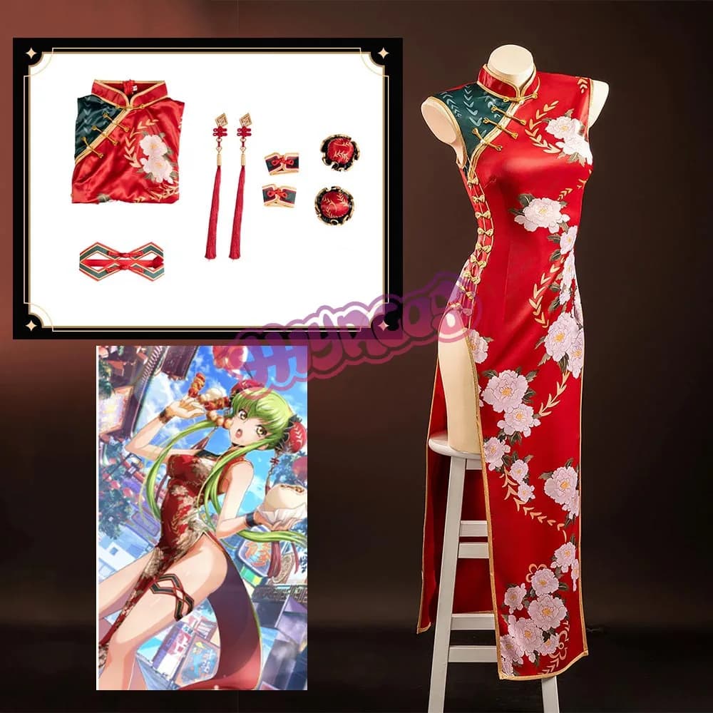 Sexy Anime CODE GEASS Lelouch by Rebellion CC Costume cosplay Dress Cheongsam Red Style Chinese Christmas Dress for Women