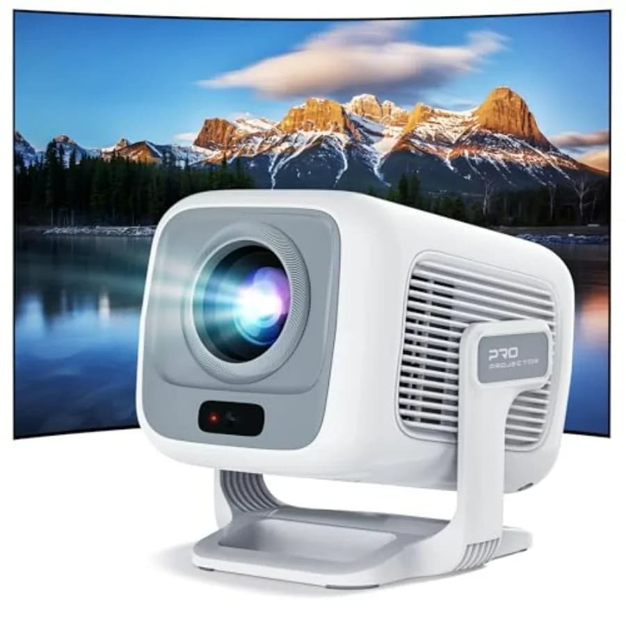 Mini Proiettore Portatile Smart 1080P con WiFi 6, Bluetooth 5.4, Supporto Full HD 4K, Auto Focus, Correzione Trapezoidale, App Integrate, Android TV