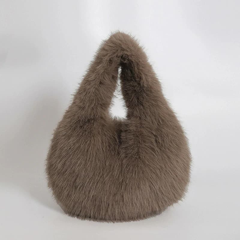 Borse a tracolla invernali Casual pelose per donna Tinta unita Morbida peluche Borsa da donna con pochette Borsa Hobos femminile leggera