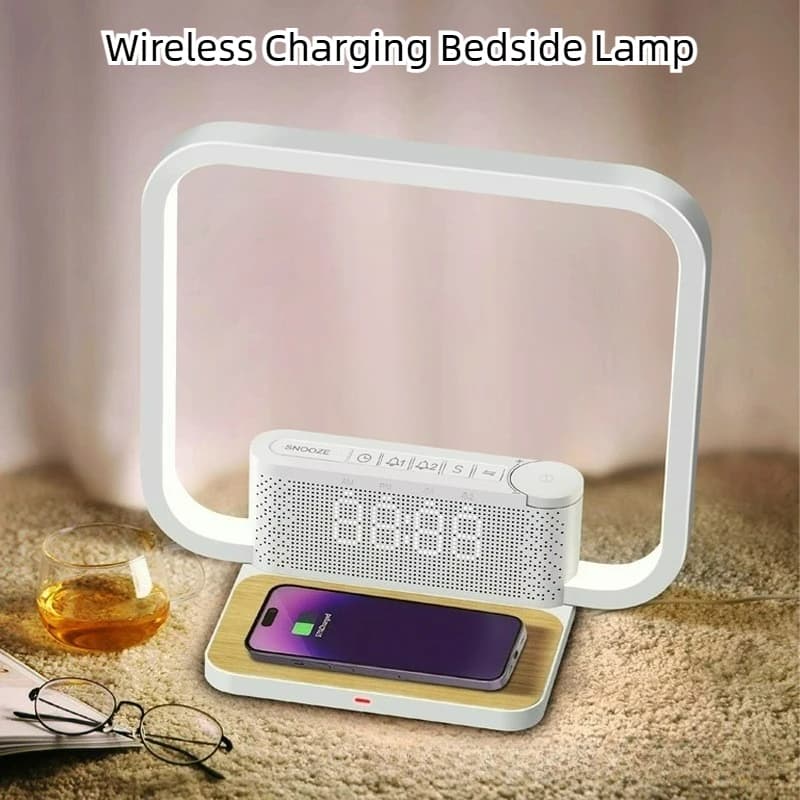 3In1 Wake Up Light Alarm Clock with Wireless Charging 3 Level Dimmable Bedside Lamp Dual Alarm Natural Sounds Sleep Night Light