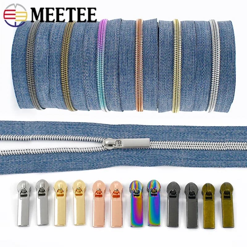 2/3/5M 5 # Nastro per cerniera in nylon con cursore estrattore per cerniera per borsa da cucito Cerniere per bobine per indumenti Chiusura Zip Kit di riparazione Accessori