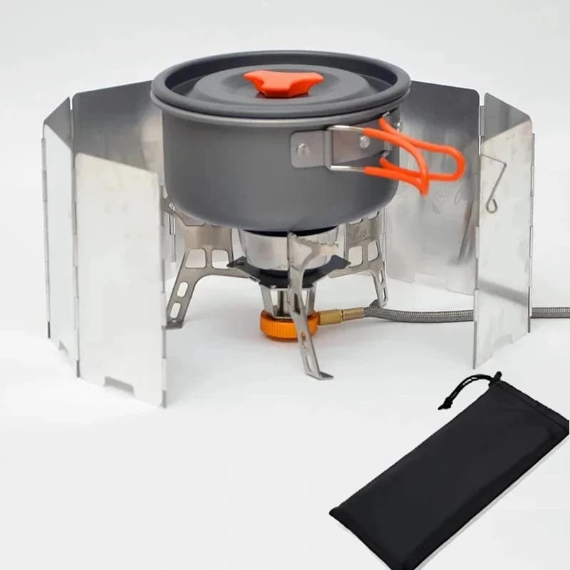 8/10Pcs Tablet‑Type Gas Stove, Windproof Aluminum Alloy Windshield Frame, Outdoor Camping Picnic Cookware