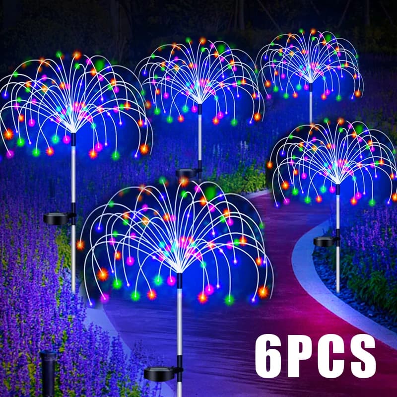 Fuochi d'artificio solari Luci da palo a LED Decorazioni da giardino per esterni Pathway Fata Luce Impermeabile Cortile Prato Patio Paesaggio Decorazione Lampada solare