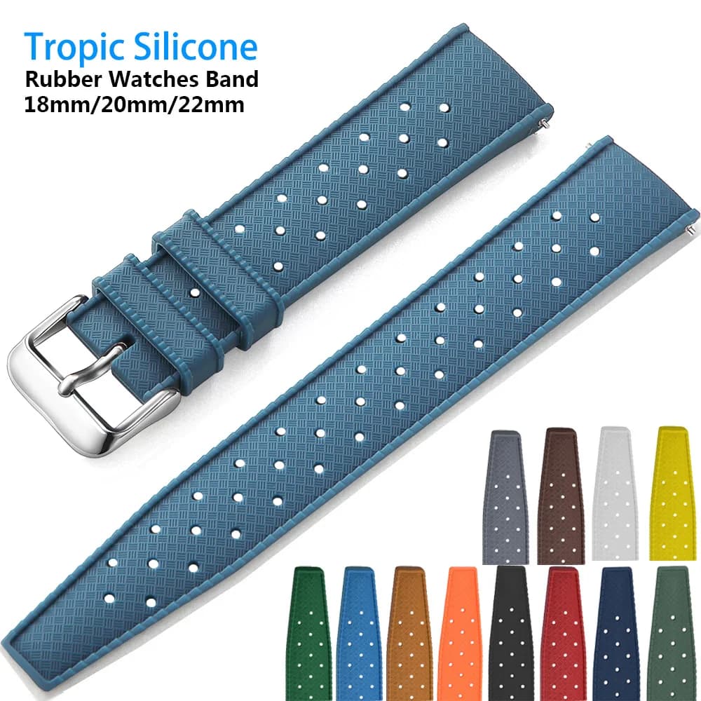 Cinturino per orologio in silicone tropicale Cinturino per orologio a sgancio rapido 18mm 20mm 22mm Cinturino per orologio intelligente Tropic in gomma per Oris Seiko Citizen