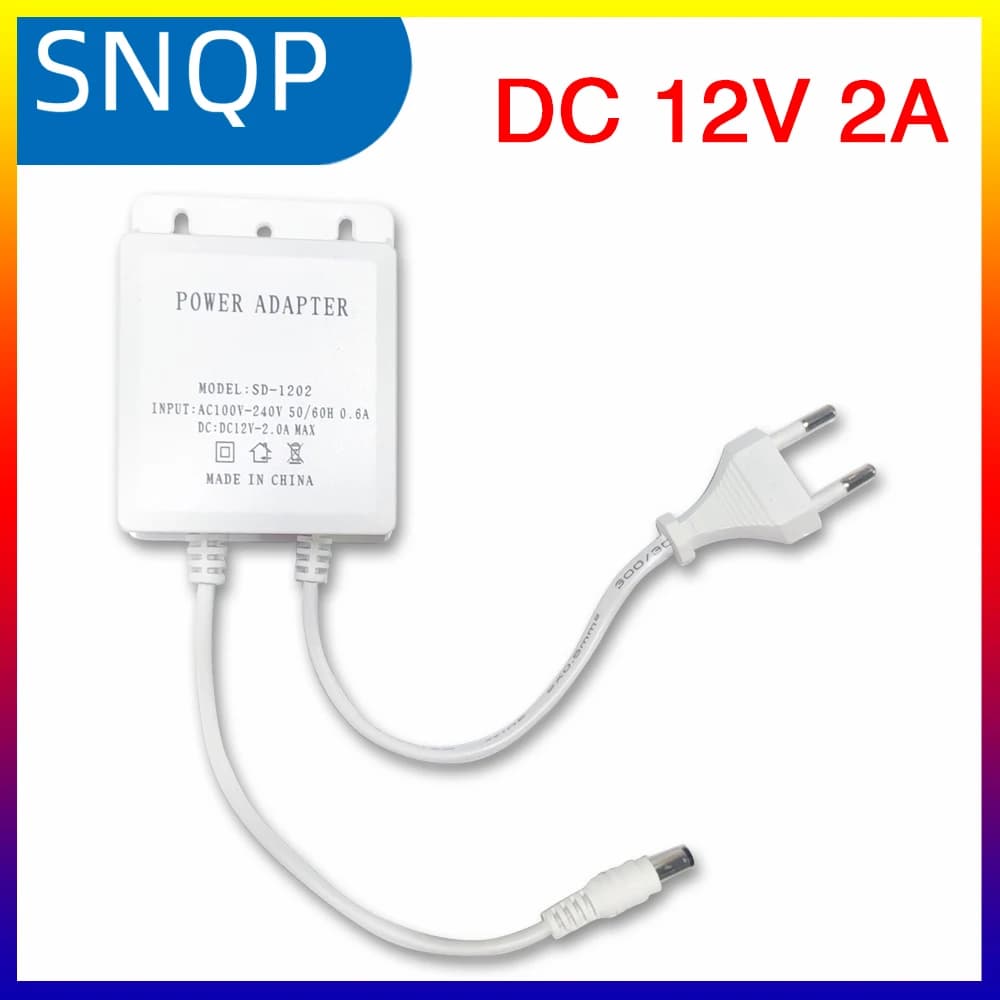 DC12V 2A waterproof power adapter EU for security cameras Surveillance CCTV Camera AHD DVR Input NVR AC100V-240V 5.5 mm * 2.1 mm