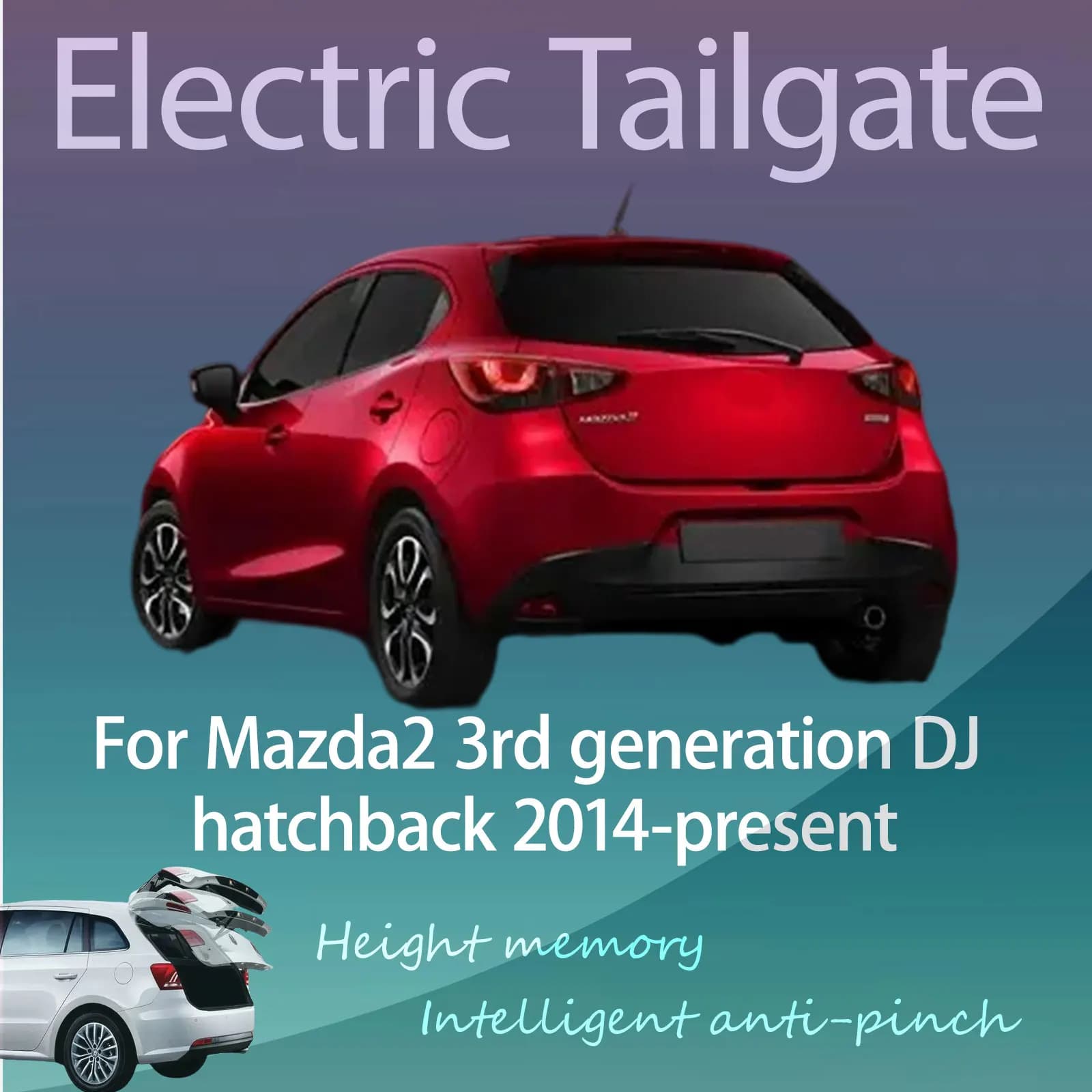 Per Mazda2 3a generazione DJ hatchback 2014-oggi: Portellone Elettrico Modificato con Sollevamento Automatico Intelligente e Controllo a Chiave