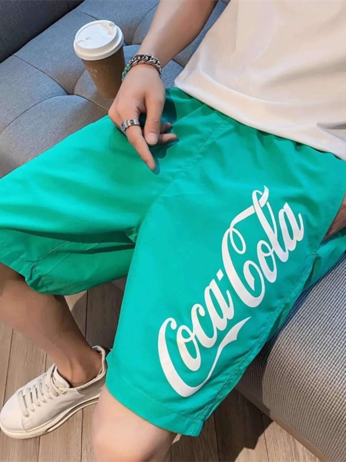 Summer Thin Five-Part Pants Short Shorts Men's Teenage Beach Pants Letter Print Casual Trendy Mid-Pants Outdoor Wear