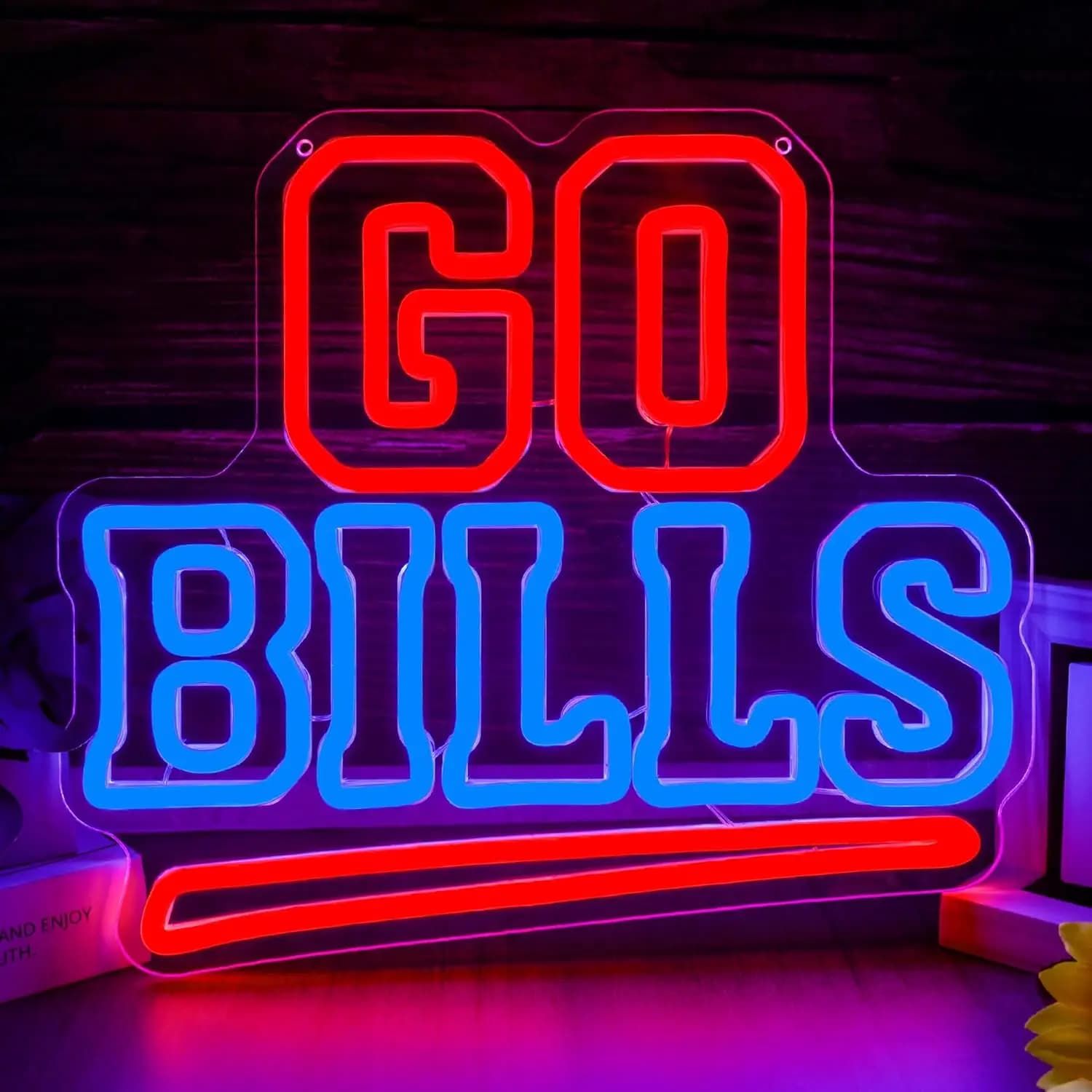 Insegna al Neon 'Go Bills' Dimmerabile, Luce LED al Neon per Giornate di Partita di Football, Bar Sportivi, Feste, Decorazione Murale per Fan, Regalo per Tifosi della Squadra