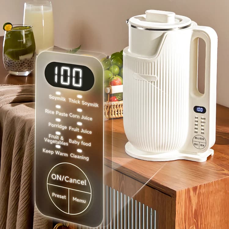 Frullatore Multifunzione in Acciaio Inox, Macchina Automatica per Latte di Soia e Frutta Secca