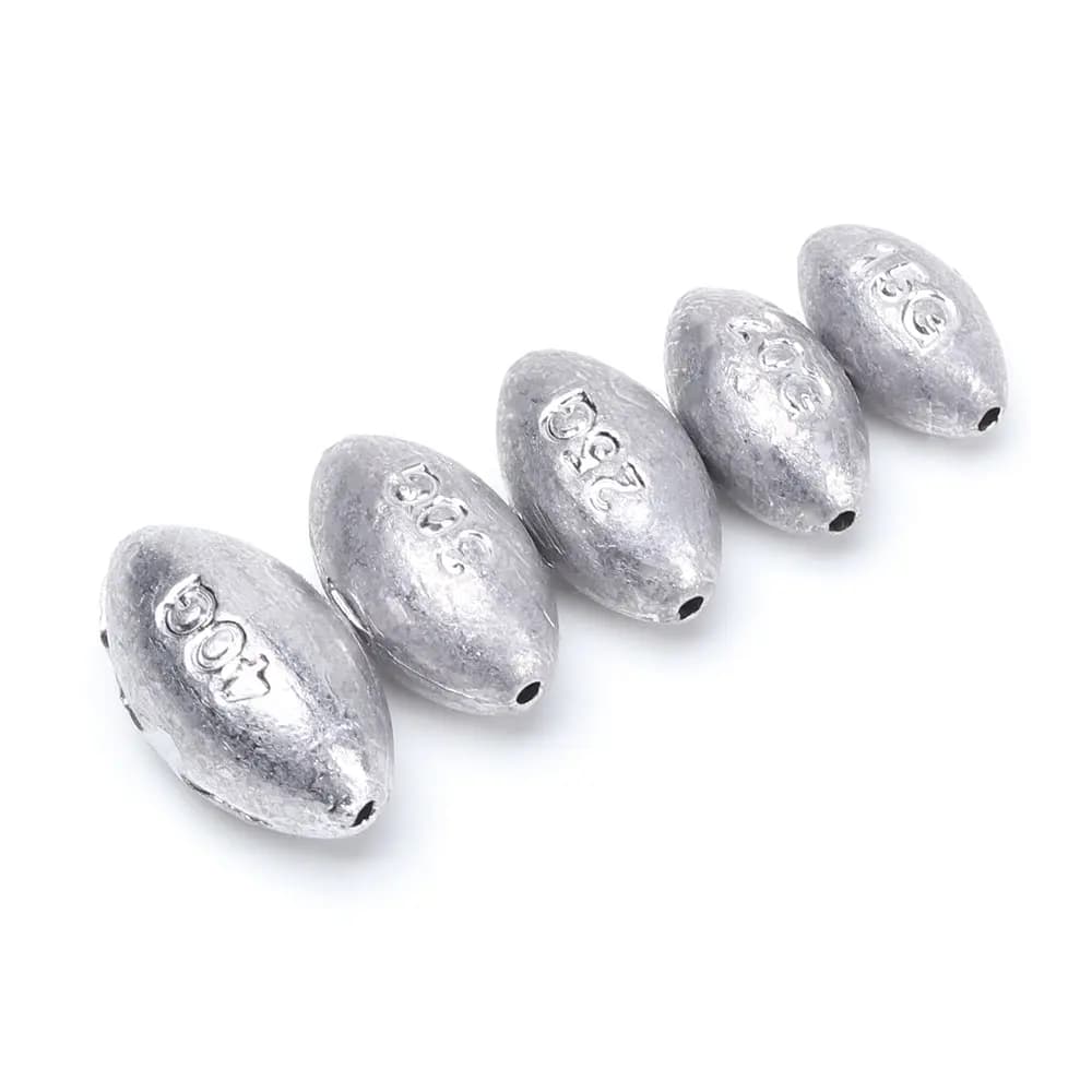 5 pcs 1/2/3/4/5/10/15/20/25/30/40/50/60/70g olive-shaped lead Hollow Lure lead weights fishing tackle