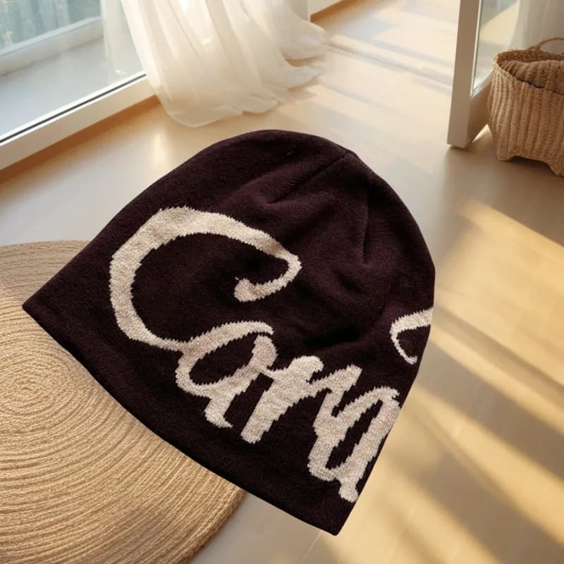 Men's Fall/Winter American-style Street Lettered Jacquard Double-sided Headband Knitted Hat