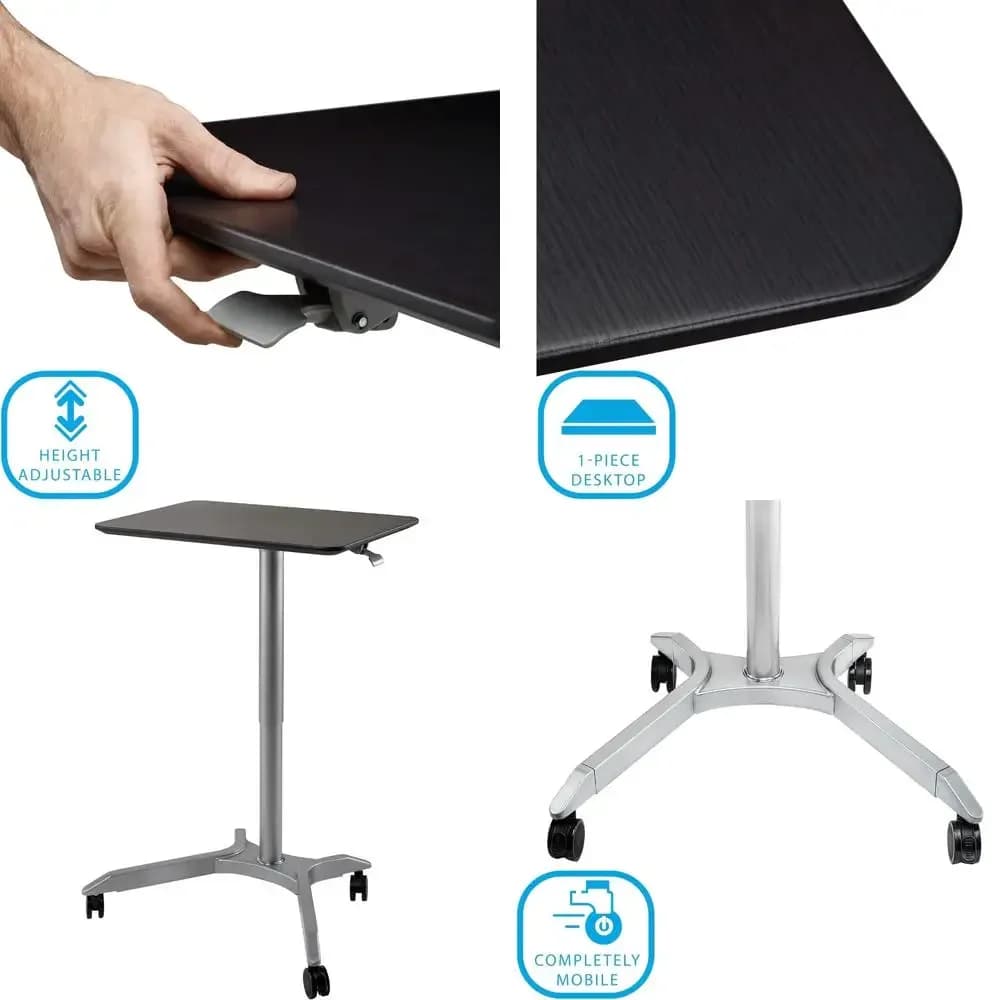 Supporto da scrivania portatile ergonomico pneumatico per laptop con altezza regolabile, carrello mobile per uso domestico e in ufficio