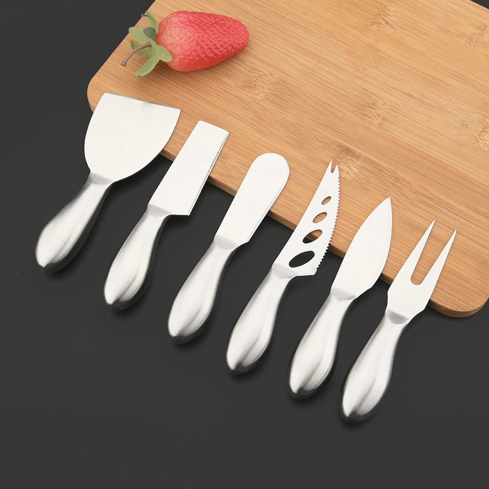 6 pz/set argento opaco Mini coltello forchetta scalpello per burro formaggio affettatrice taglierina in acciaio inox posate strumento Gadget da cucina