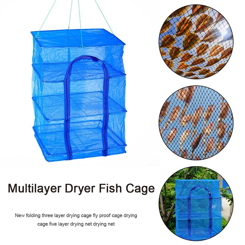 Porta rete da pesca pieghevole multistrato, asciugatrice per piatti di pesce e verdure sospese, appendiabiti per rack di stoccaggio, organizer per rete da pesca per uso domestico