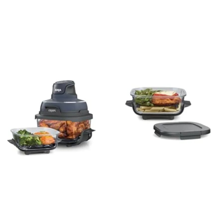 Friggitrice ad Aria 4QT con Sistema Crispi e 3 Contenitori, Compatibile con Microonde, Freezer e Lavastoviglie, Sistema di Cottura Portatile Non Tossico