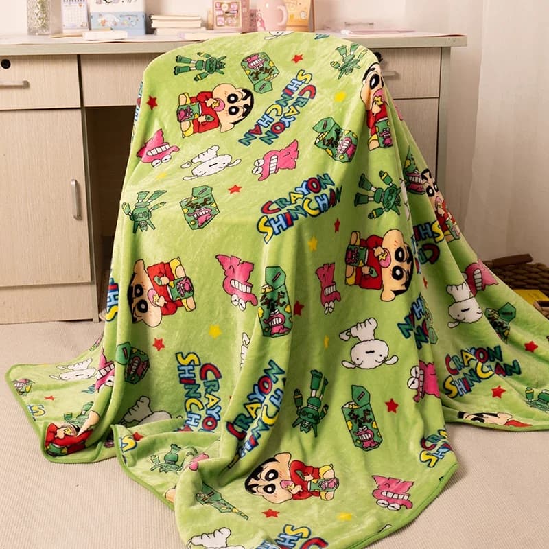 Cute Crayon Shin-chan Blanket Kawaii Comfortable Warm Flannel Blanket Picnic Blanket Bedroom Bed Sofa Office Nap Girl Kids