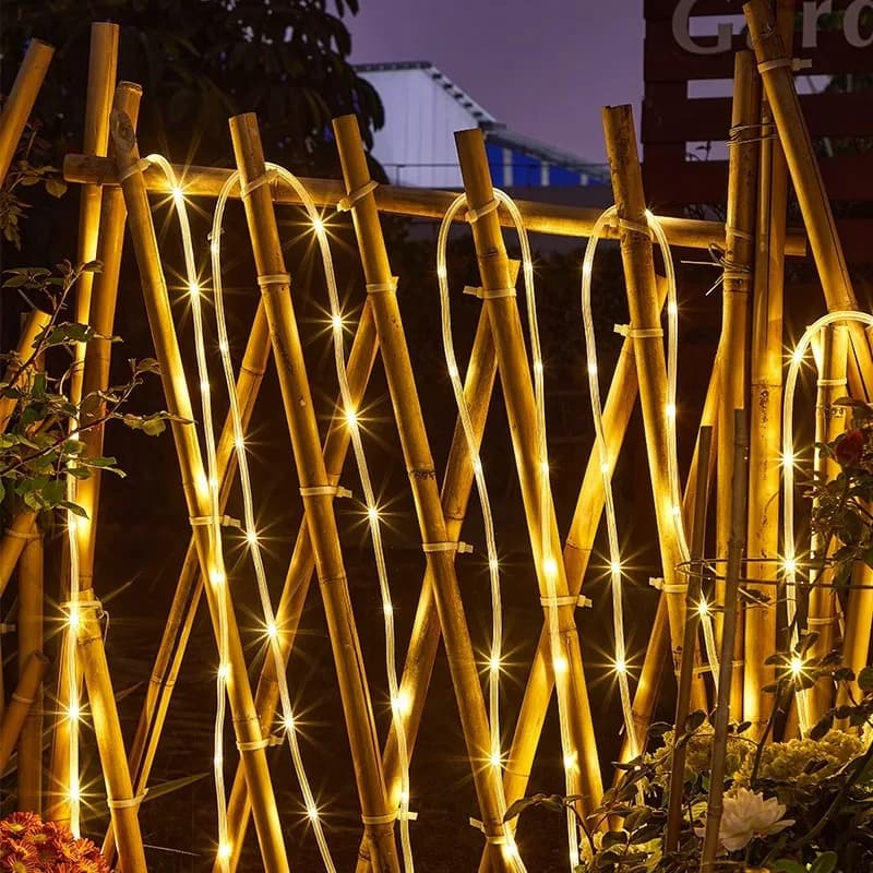 LED Tubo Solare Corda Fata Luce Della Stringa Luce Esterna Impermeabile Decorazione Di Natale Per Il Giardino Recinzione Cortile Balcone