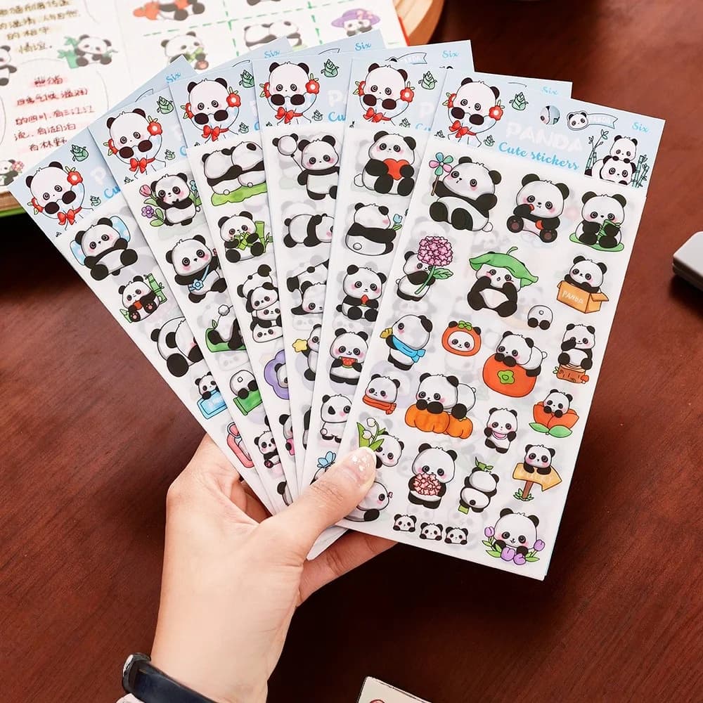 Panda Stickers Cute Cartoon Stickers for Journaling Card Decorating DIY Scrapbooking Supplies Student Craft Gift Card Making Kit