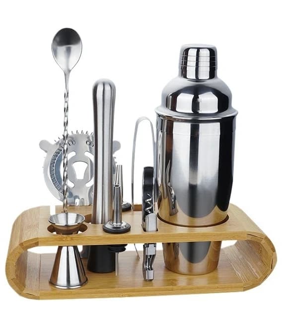 Set da Barman Professionale 12 Pezzi, Set Shaker per Cocktail in Acciaio Inox con Tritaghiaccio e Utensili - Set Completo da Bar