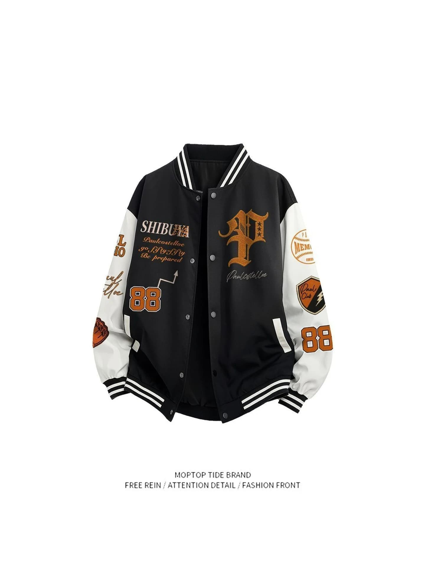 Casual American Sle Baseball Jaet Men's Spring Autumn Faion Sportswear Loose Fit Polyester Windproof Zipper Closure