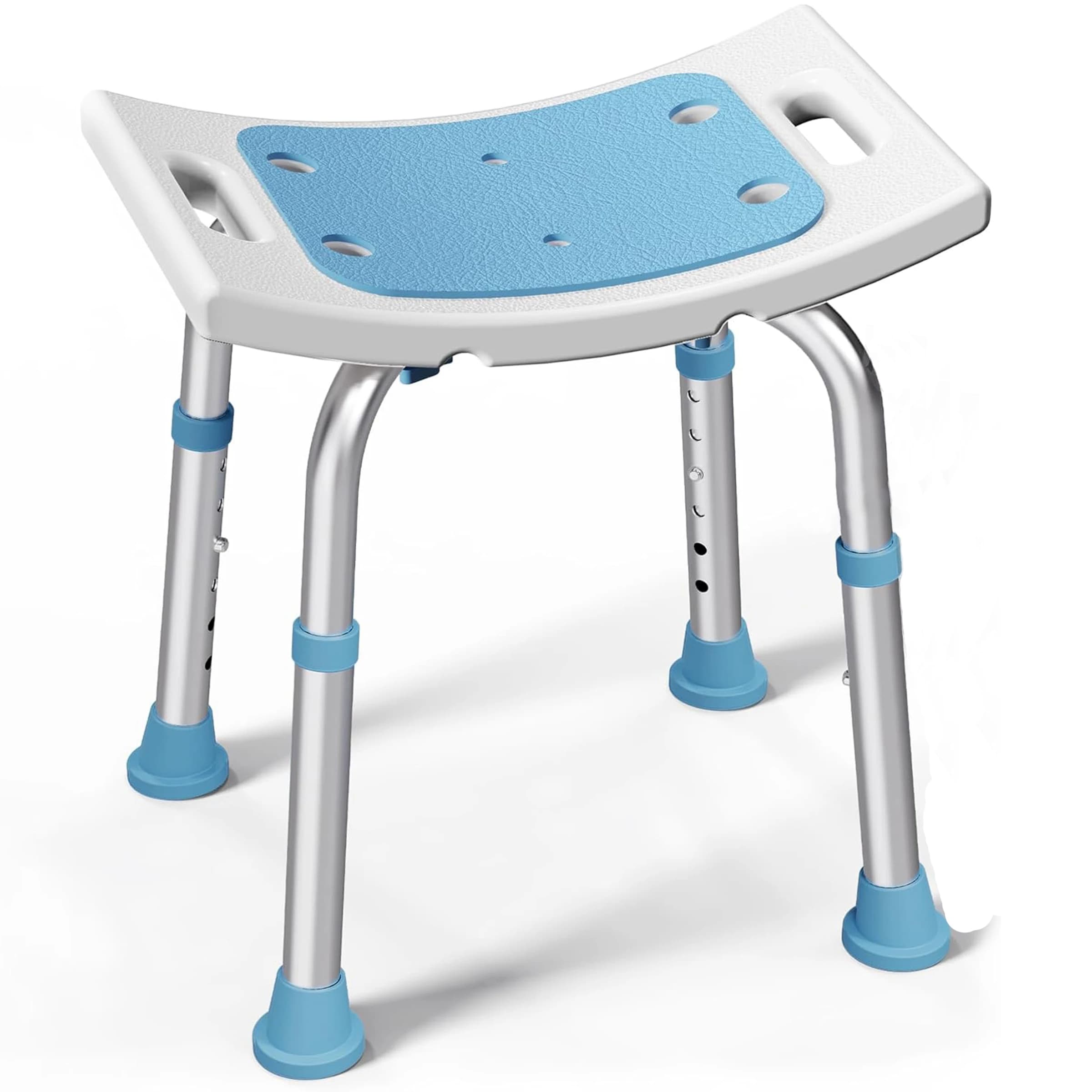 Adjustable Indoor Shower Stool - Toolless Non-slip Bench Bath Stool with Aluminum Legs Resistant for Elde