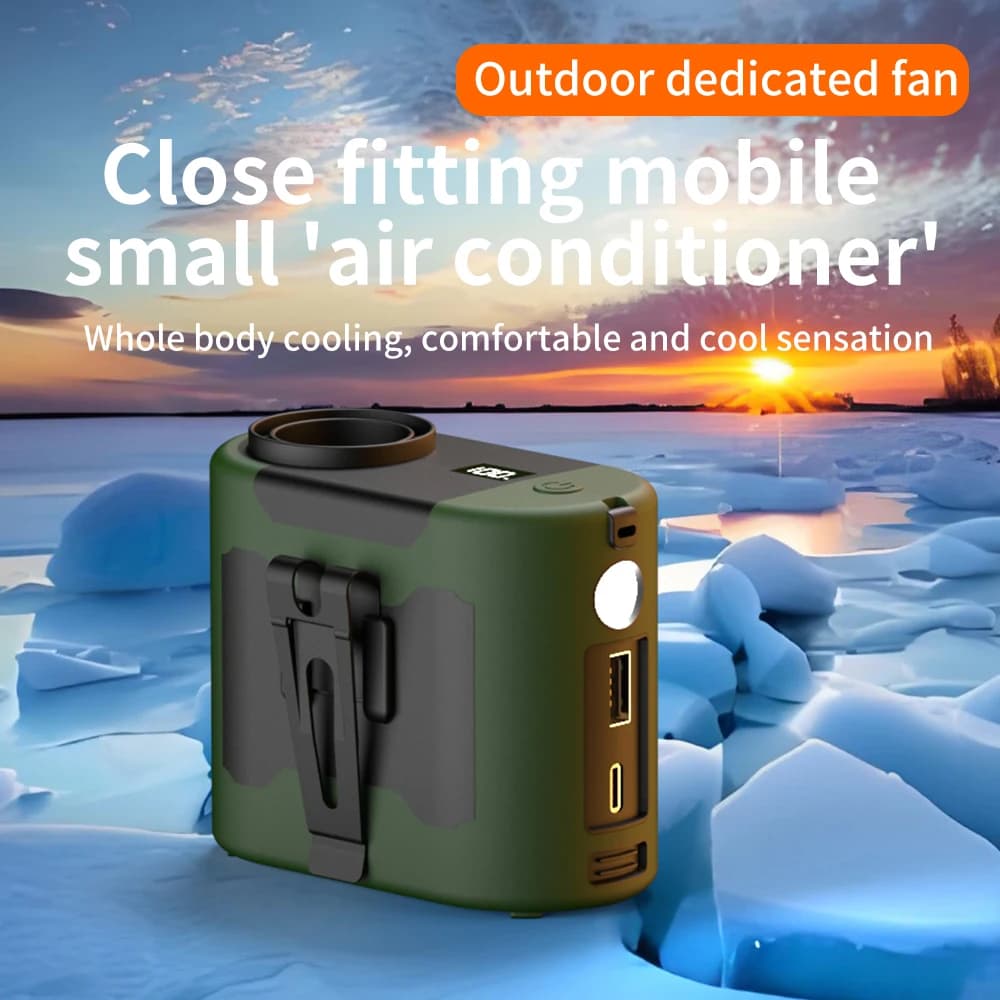 10000mAh Portable Mini Waist Clip Fan USB Rechargeable Hanging Neck Fan with Power Bank LED Light for Outdoor Camping