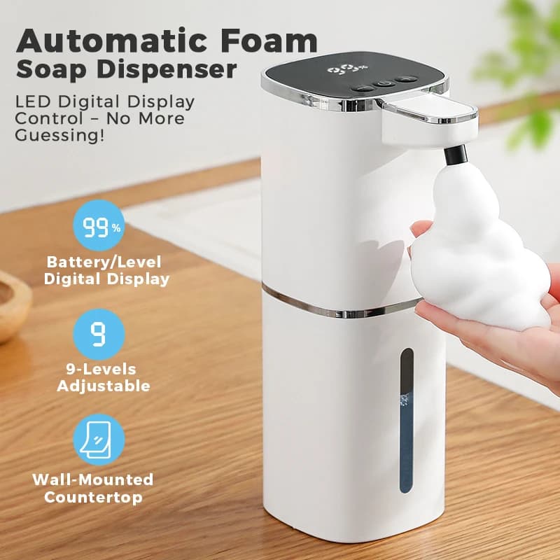 Automatic sensor soap dispenser, foam hand washing device, portable soap bottle, 380ml soap distribution device, in bathroom