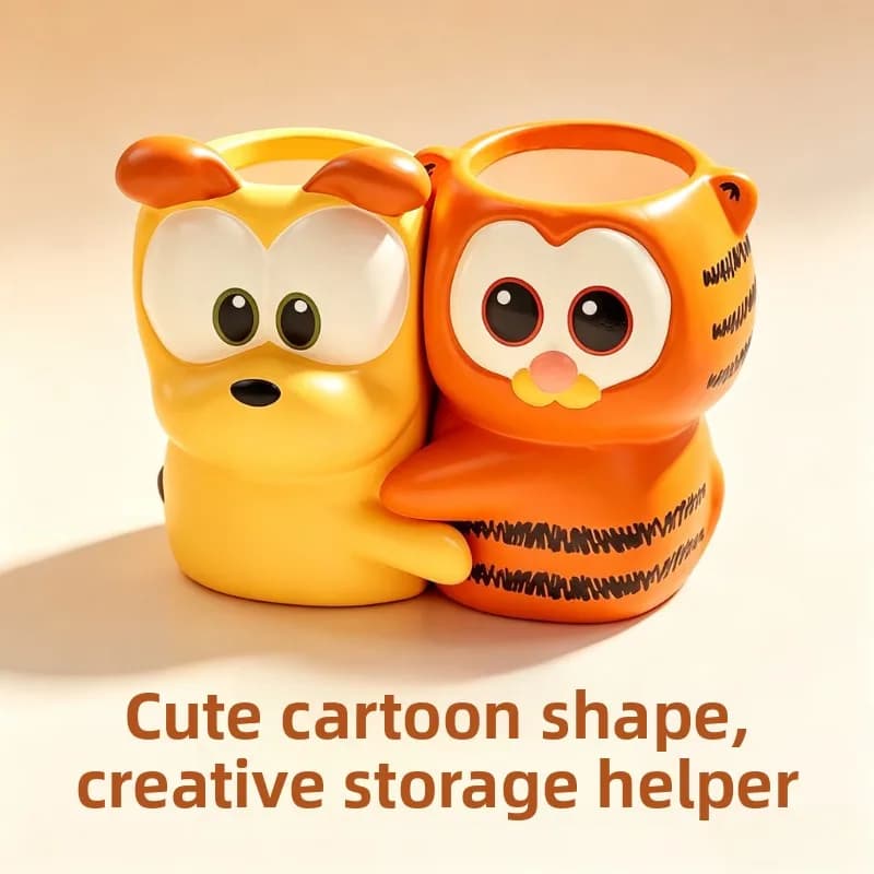 Portapenne in ceramica a forma di Garfield, simpatico cartone animato, decorazione da scrivania, kawaii, per la casa, per coppie, organizer per spazzolini da bagno, vendita all'ingrosso