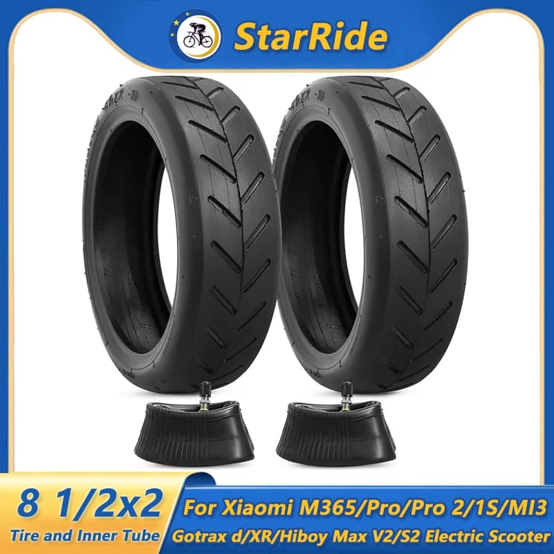 8 1/2x2 Tire and Inner Tube with Straight Valve 50/75-6.1 Tire for Xiaomi M365 1S MI3 Lite Pro2 Electric Scooter Tire Parts
