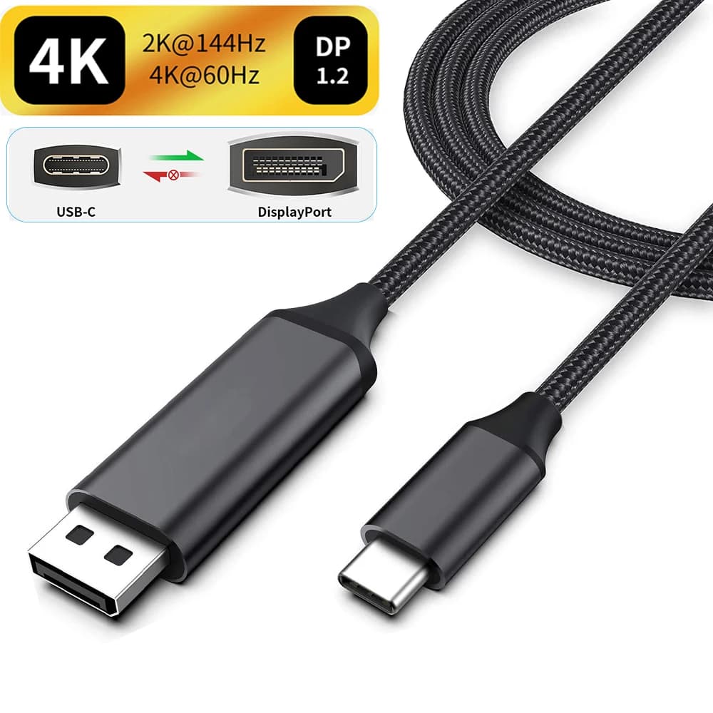 Cavo da USB C a DisplayPort 4K 60Hz 2K 144Hz Cavo da USB 3.1 tipo C a DisplayPort 1.2 per Apple MacBook Pro Air Mini HP Dell Asus