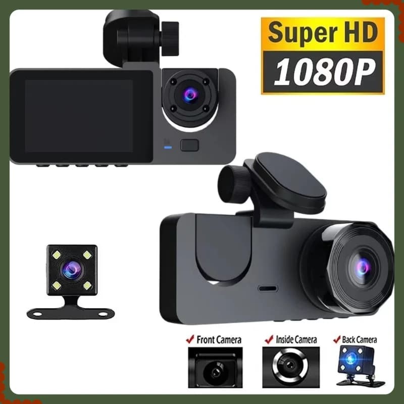 Dash Cam a 2/3 Obiettivi, Registratore DVR WiFi HD 1080P per Auto, Telecamera Anteriore e Posteriore Integrata con Visione Notturna IR, Accessori Auto