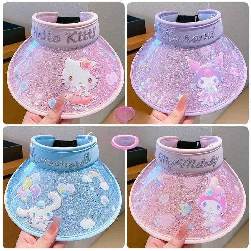 Cappello Parasole Kawaii Sanrio Cinnamoroll, Cappello da Sole Kuromi, Traspirante My Melody, HelloKitty con Tesa Larga Anti-UV, per Uso Quotidiano Primaverile, Casual