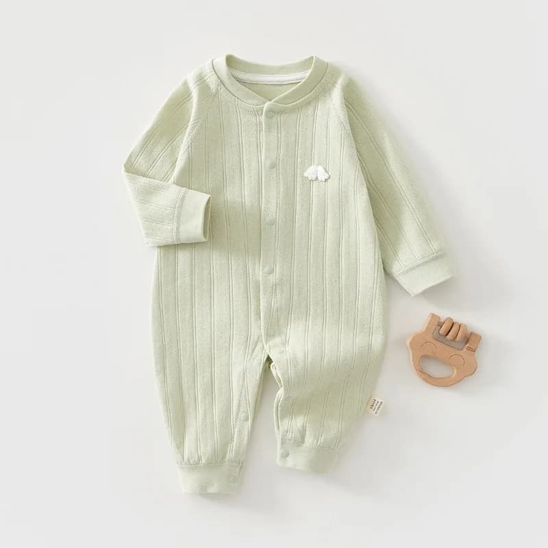 ZOETOPKID Baby Onesie Cotton Long-sleeved Pajamas Spring and Fall Cute Wings Embroidered Jumpsuit Boys Girls Rompers