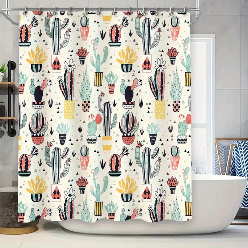 Tenda da doccia botanica Cactus Piante da deserto Modello Decorazioni per il bagno Agriturismo Estetico moderno Tessili per la casa Fodera per doccia