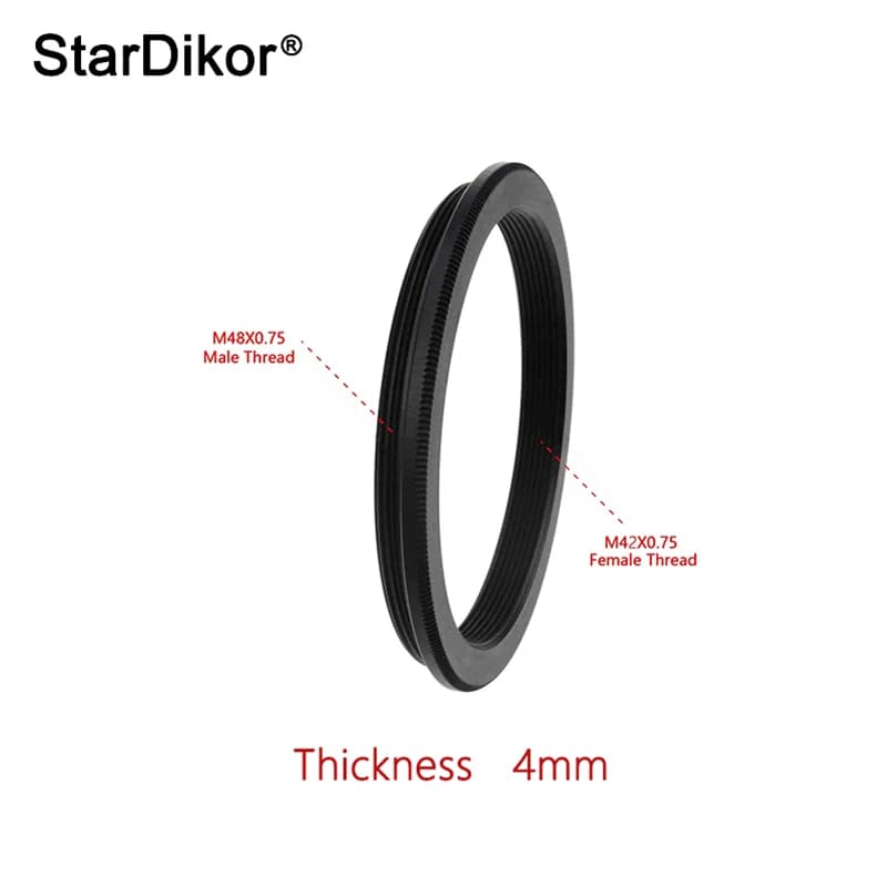 StarDikor M48(M)-M42(F) M48X0.75 Maschio a M42X0.75 Filettatura Femmina Anello Adattatore per Telescopio Accessori per Telescopio Full Metal
