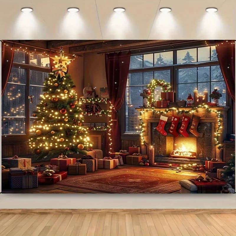 Arazzo natalizio luminoso: caminetto da festival e design a calzini: utilizzato per decorazioni di festival e foto di feste