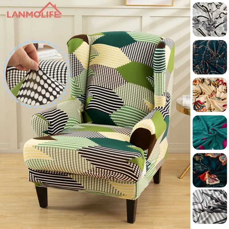 Lining for chairs with wing back Cover for elasticated fins in 2 pieces Sofa/pocket in spandex Protective covers for dustproof furniture Living room